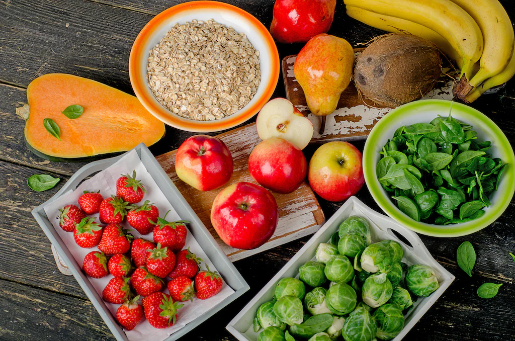 Assorted whole grains and legumes in ceramic bowls